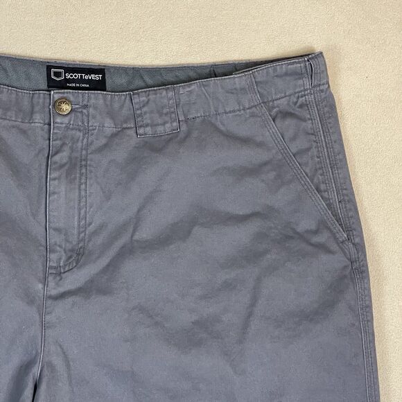 SCOTTeVEST Shorts Mens 46 Gray Eight Pocket Tec Chino Short Relaxed‎ Fit - Picture 3 of 14
